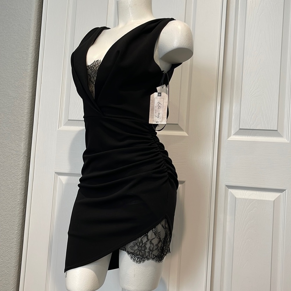 Black Katie may statement dress with lace